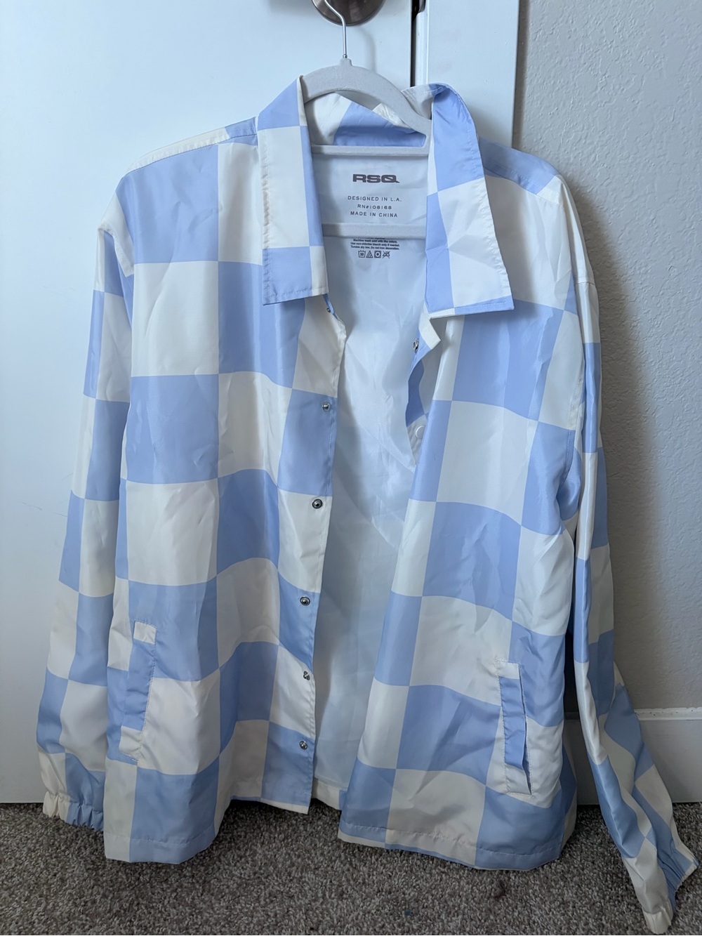 RSQ Light Blue & White Checkered Men’s Button Shirt